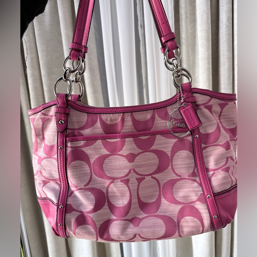 Coach Pink Signature Tote Bag with Matching wallet